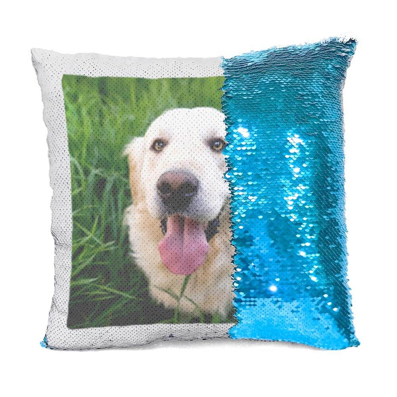 Custom Dog Photo Flip Sequin Pillow, For Pet Lovers