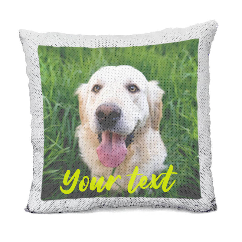 Custom Dog Photo Flip Sequin Pillow, For Pet Lovers
