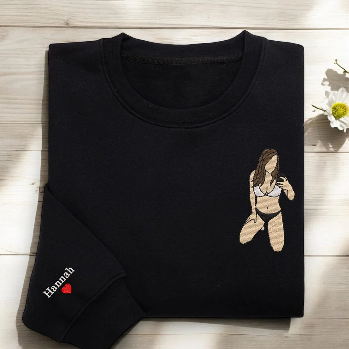 Custom Embroidered Spicy Hoodie Line Art Photo Sweatshirt Valentine Gift for Him