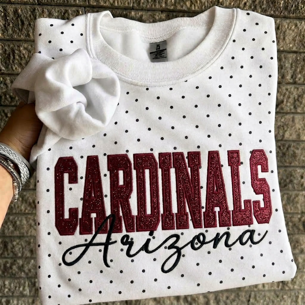 Custom Embroidered Glitter Football Team Name Polka Dot Sweatshirt - Game Day Gear | Gifts for Sports Mom | Game Day Wear