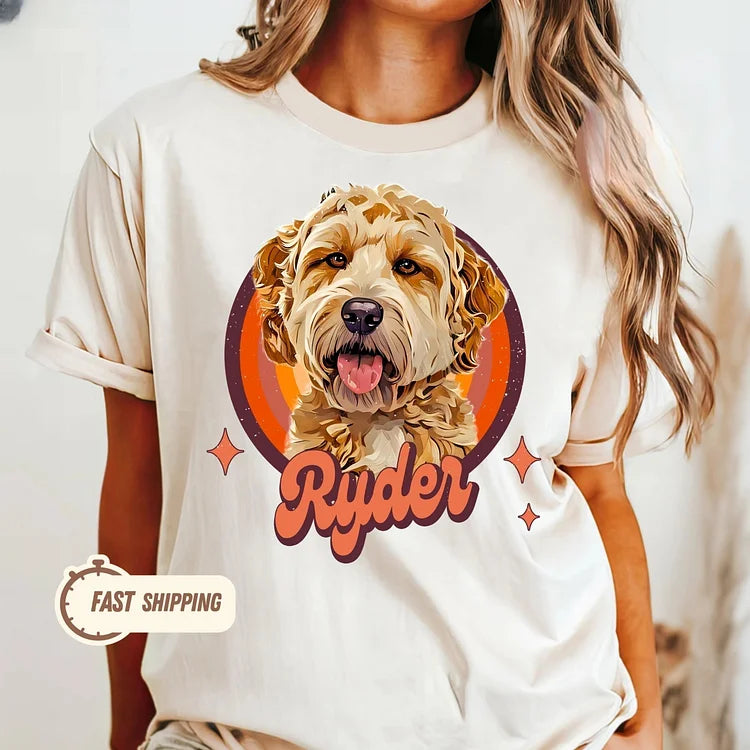 Custom Vintage Retro Pet Shirt Pet Photo + Name Custom Dog Portrait Sweatshirt Hoodie T-shirt