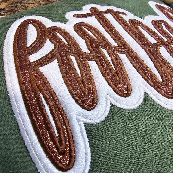 Custom Embroidered Football Glitter Sweatshirt