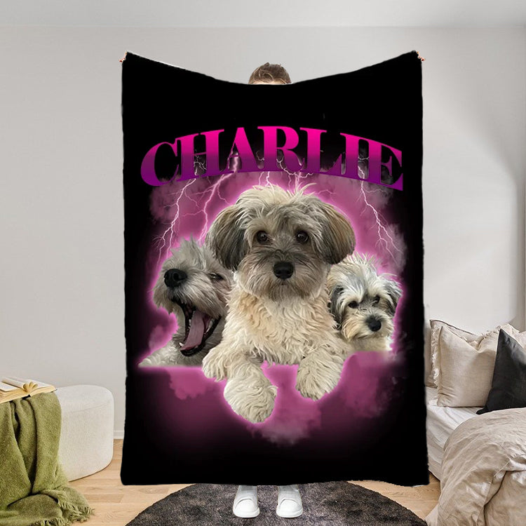 Custom Personalized Dog Portrait Vintage Blanket | Gifts for Pet Lovers