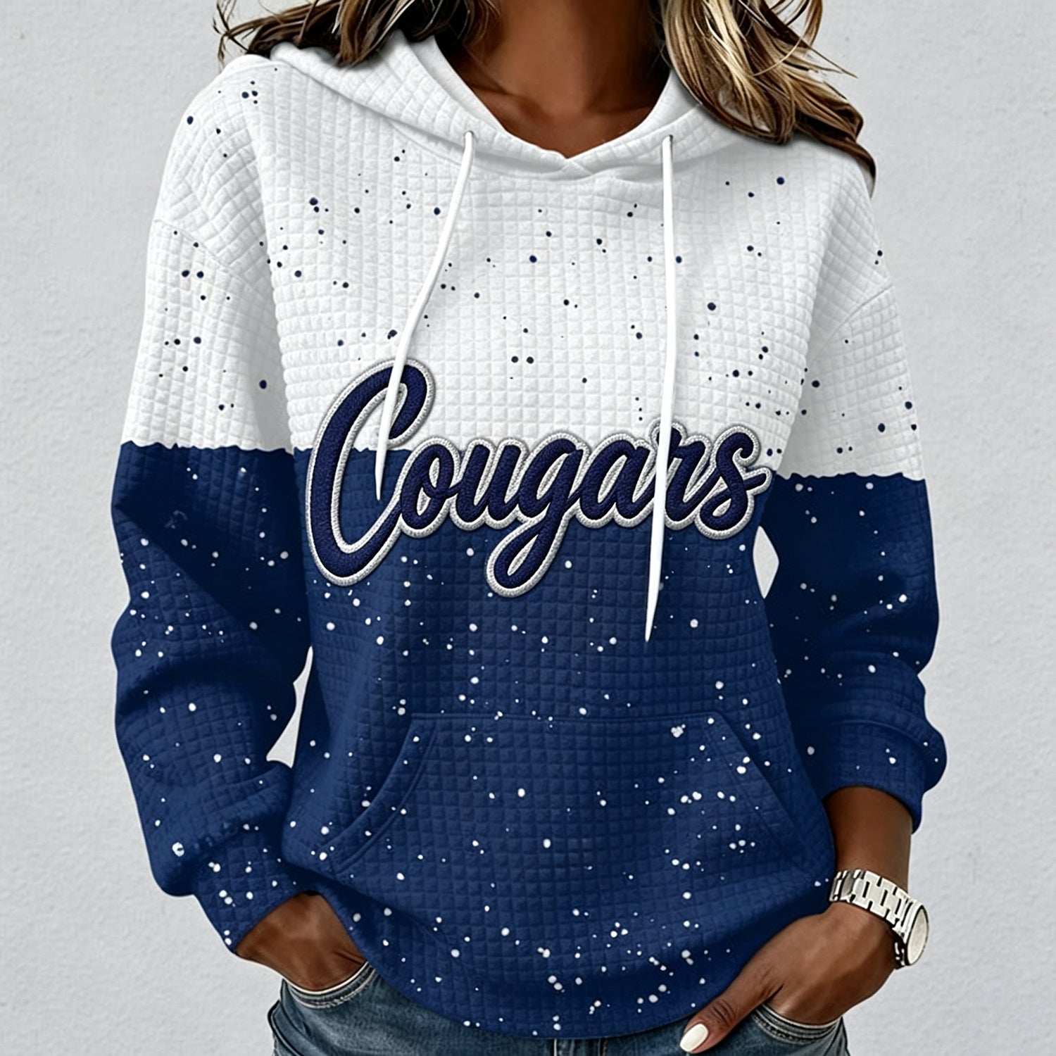 BYU Cougars Waffle Hoodie Game Day Spirit Pullover