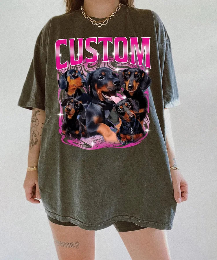 Custom Vintage Bootleg Pet Shirt Pet Photo Dog Portrait T-Shirt | for Pet Lover