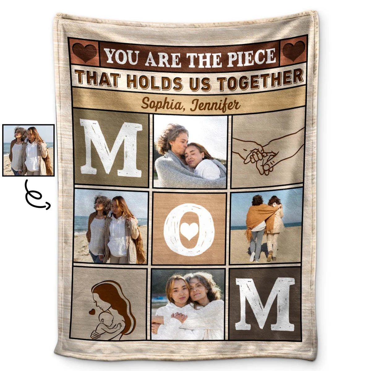 Custom Photo Blanket Mom You Are The Piece That Holds Us Together - Loving Gift For Mother