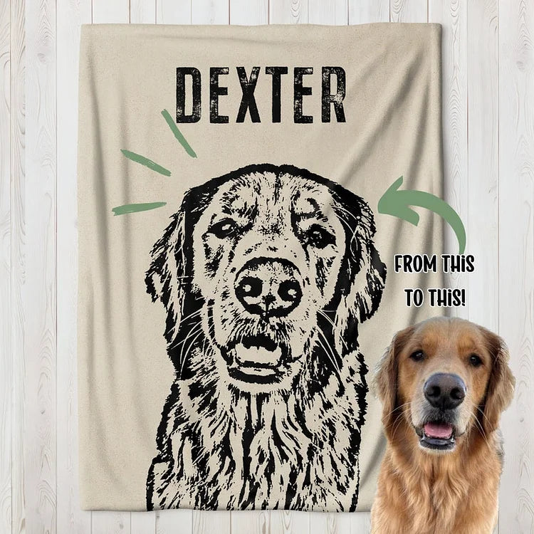 Custom Pet Throw Blanket Dog Portrait Blanket