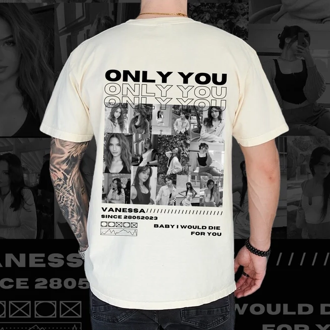 Custom Valentine's Day Couple Unique Personalized Photo T-shirt Vintage Tee | Couple Anniversary Gift