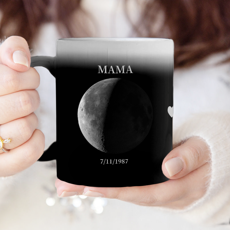 What the Moon Looked Like When You Became My Mom - Real Moon Phase Personalized Custom 3D Color-changing Mug - Gift For Mommy,Nana