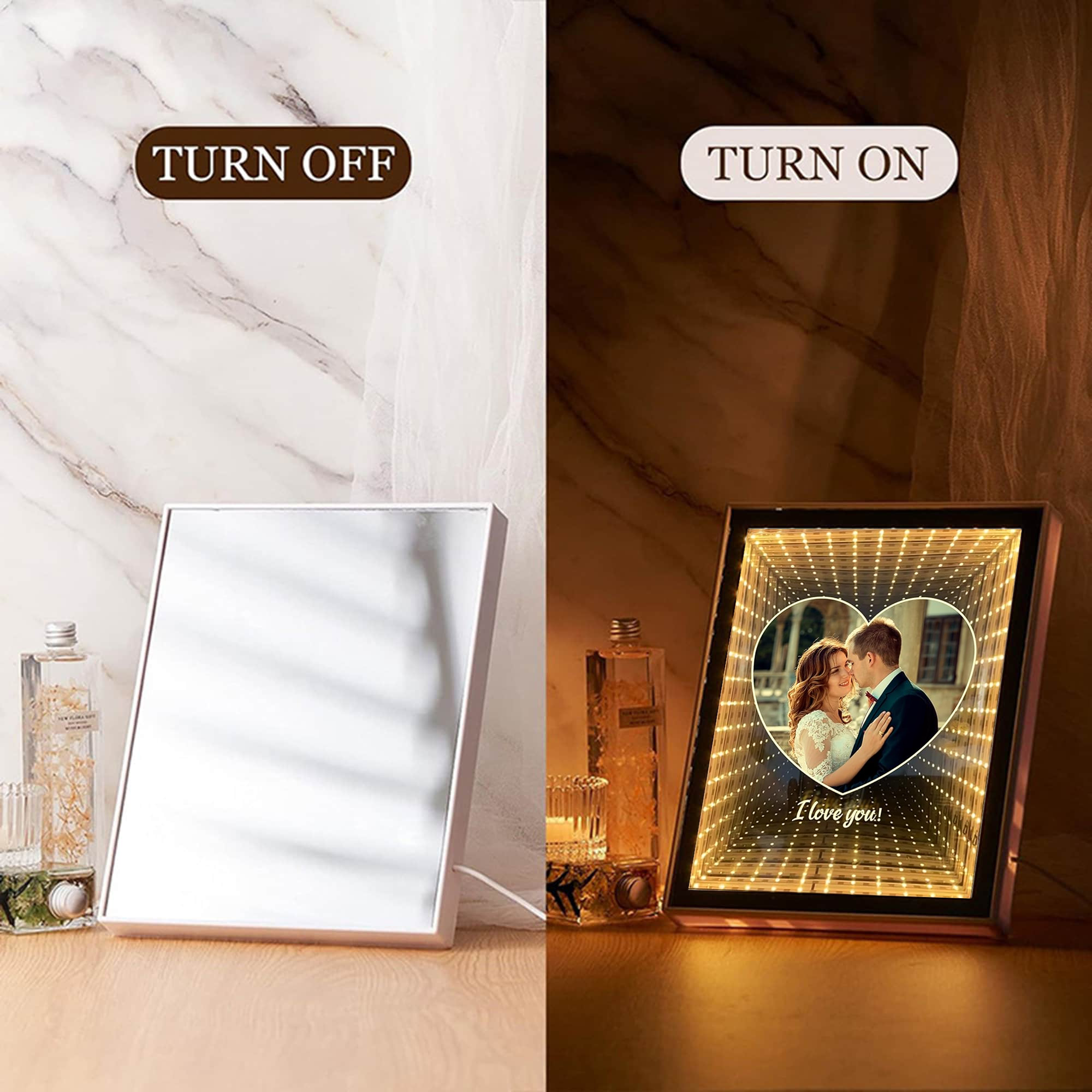 Custom Couple Photo Love Corridor Mirror Lamp
