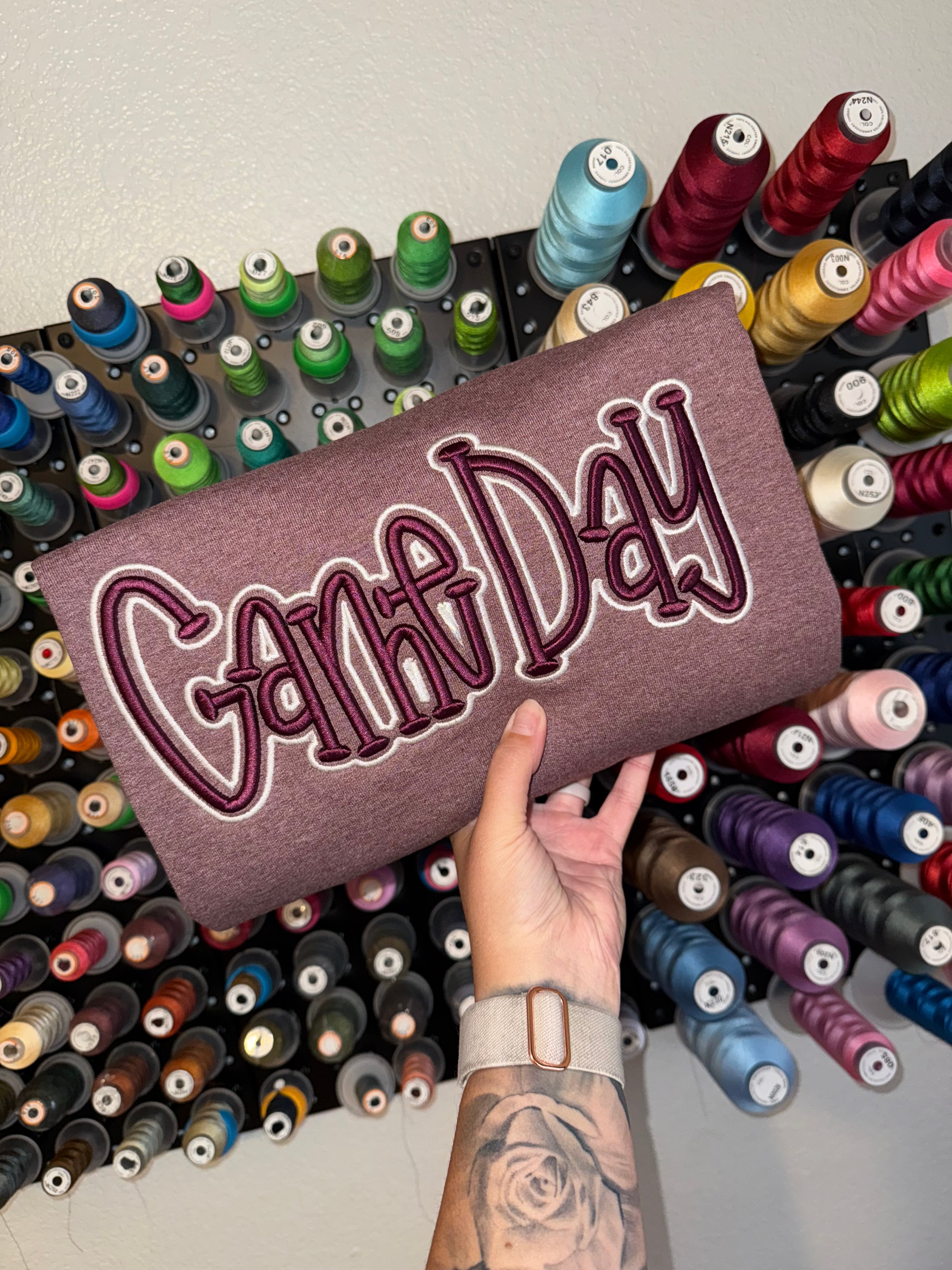 🏈Game Day Puff Embroidery Sweatshirt – 3D Raised Sporty Design | Gifts for Sports Mom