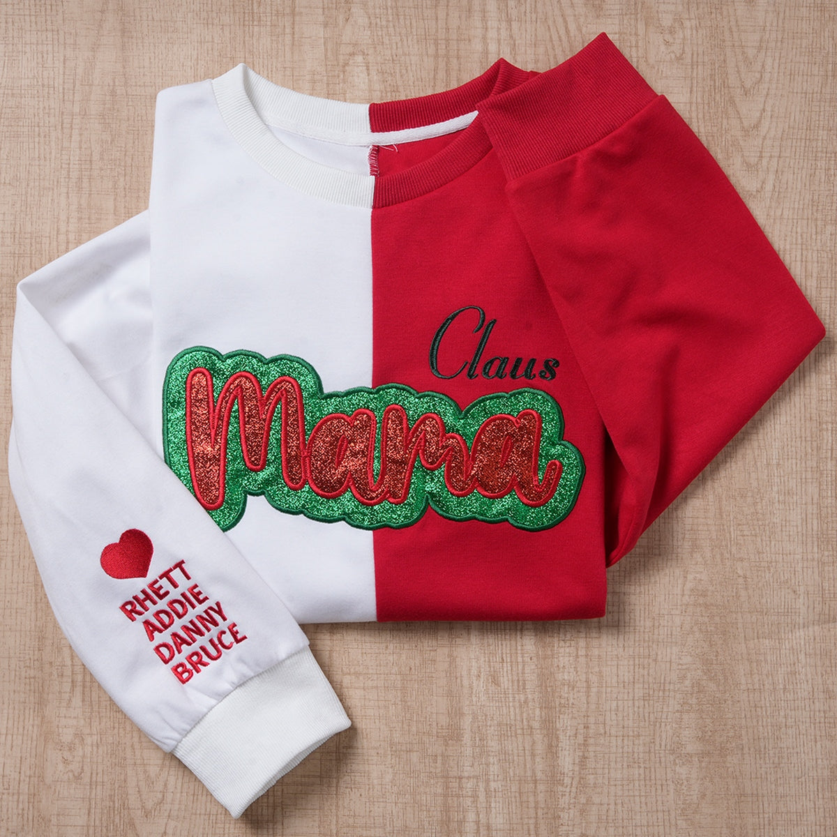 Custom Glitter Two Tone Embroidered Mama Sweatshirt