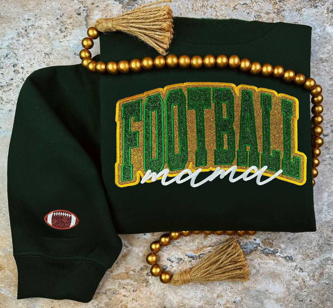 Custom Glitter Embroidered Sweatshirt Family Team Sweatshirt with Personalized Logo on Sleeve