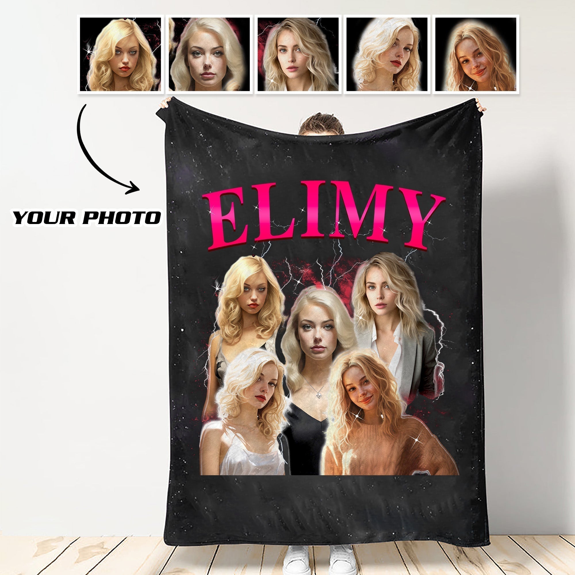 Custom Personalized Photo Vintage Blanket For Couple