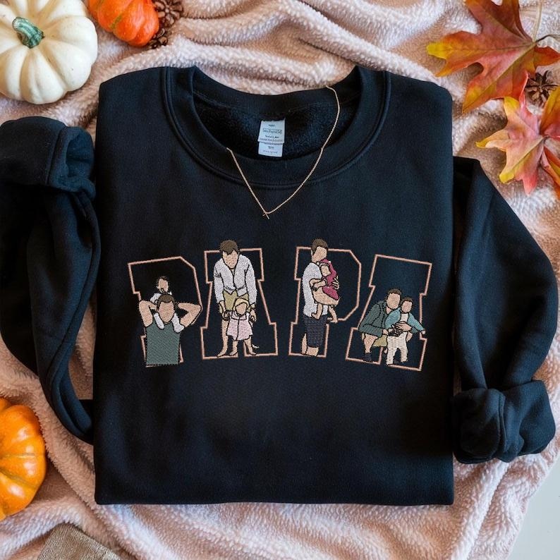 Custom Embroidered Mother & Child Photo Portrait Sweatshirt | Mother's Day Gift