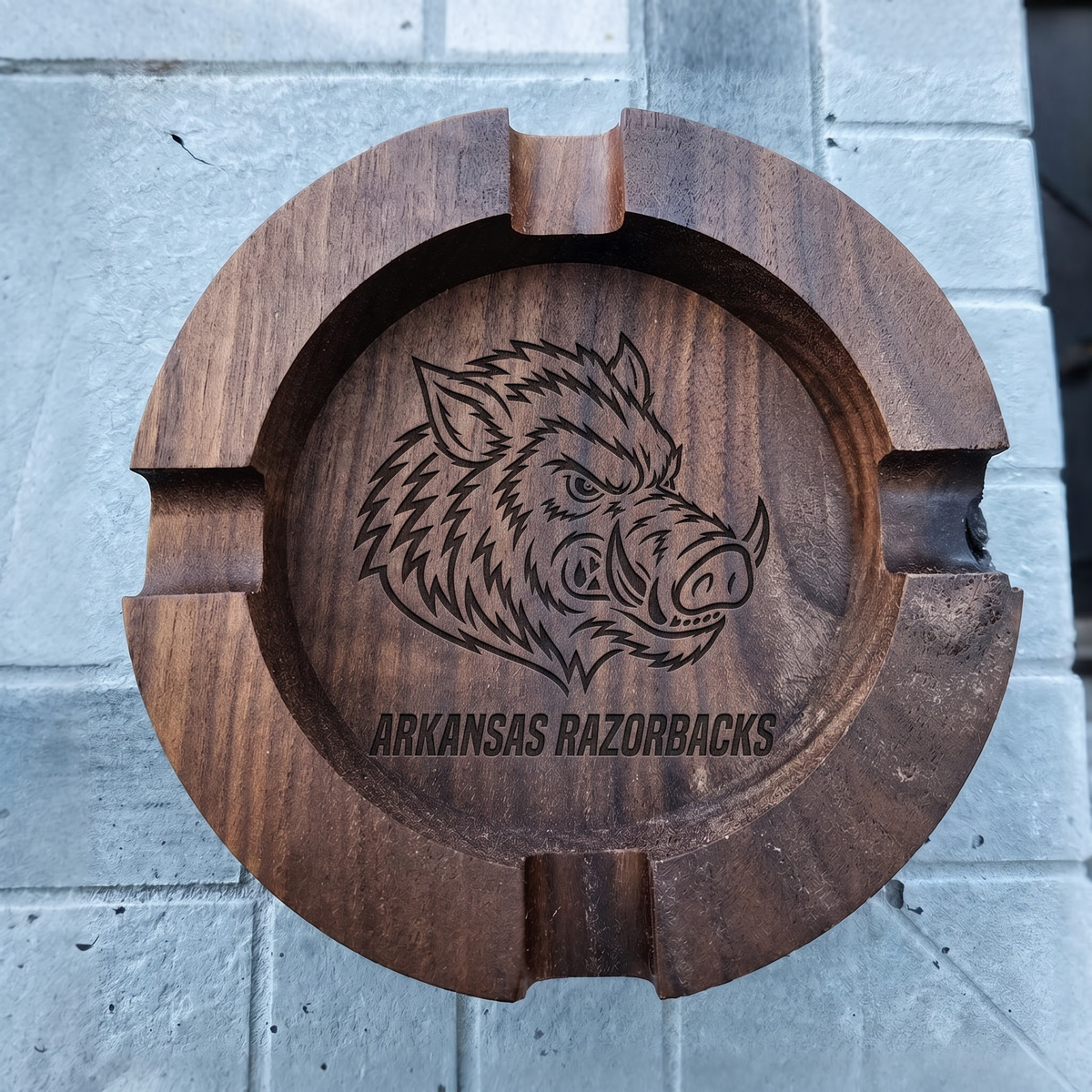 Personalized Team Names Walnut Cigar Ash Tray for Sports Lover