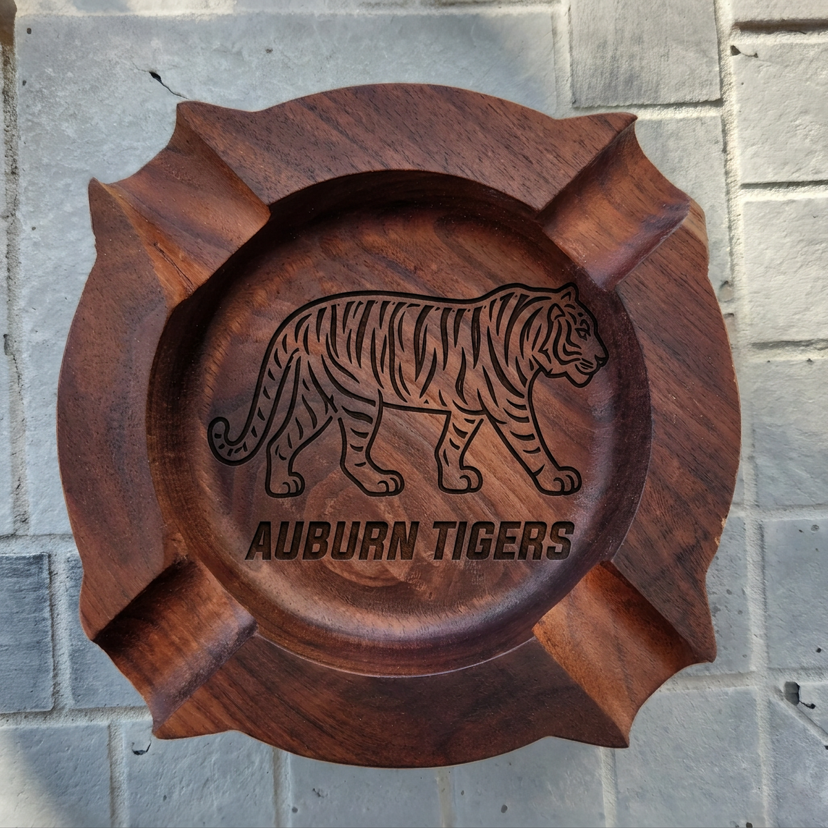 Personalized Team Names Walnut Cigar Ash Tray for Sports Lover