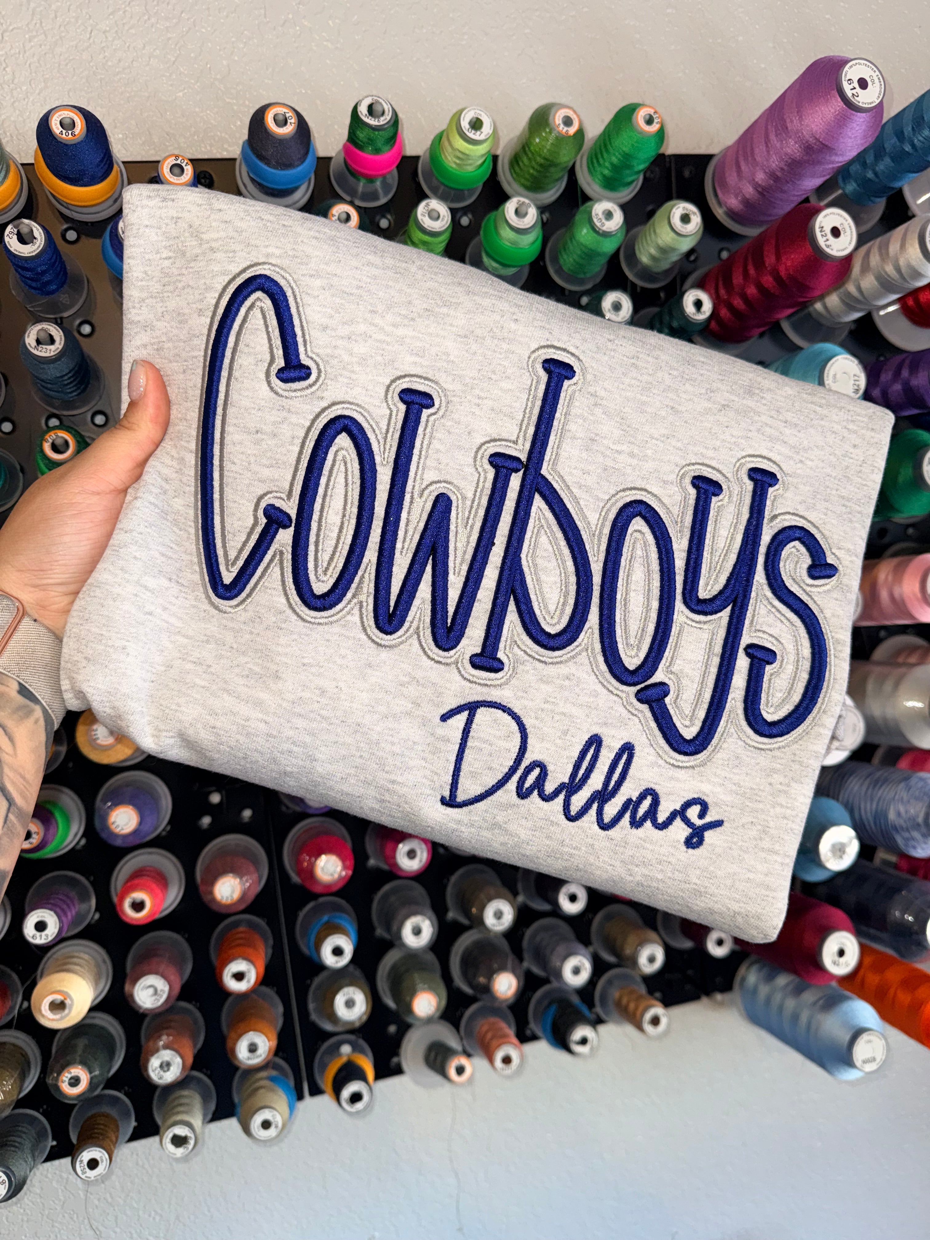 🤠Custom Puff Embroidery Sweatshirt – 3D Raised Western Pride Design | Gifts for Sports Mom