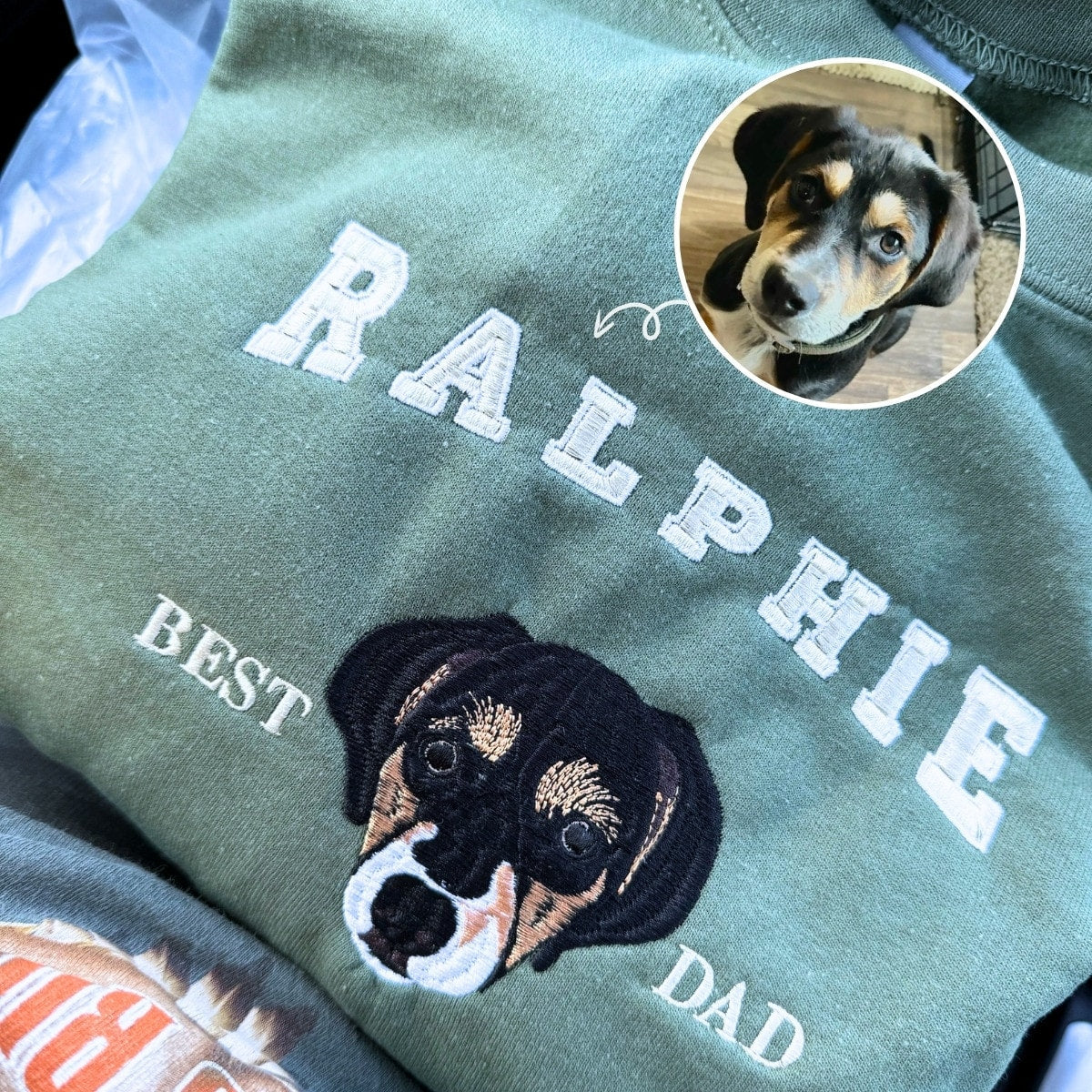 Custom Embroidered Sweatshirt with Dog Face Varsity from Photo | Gift for Dog Lovers