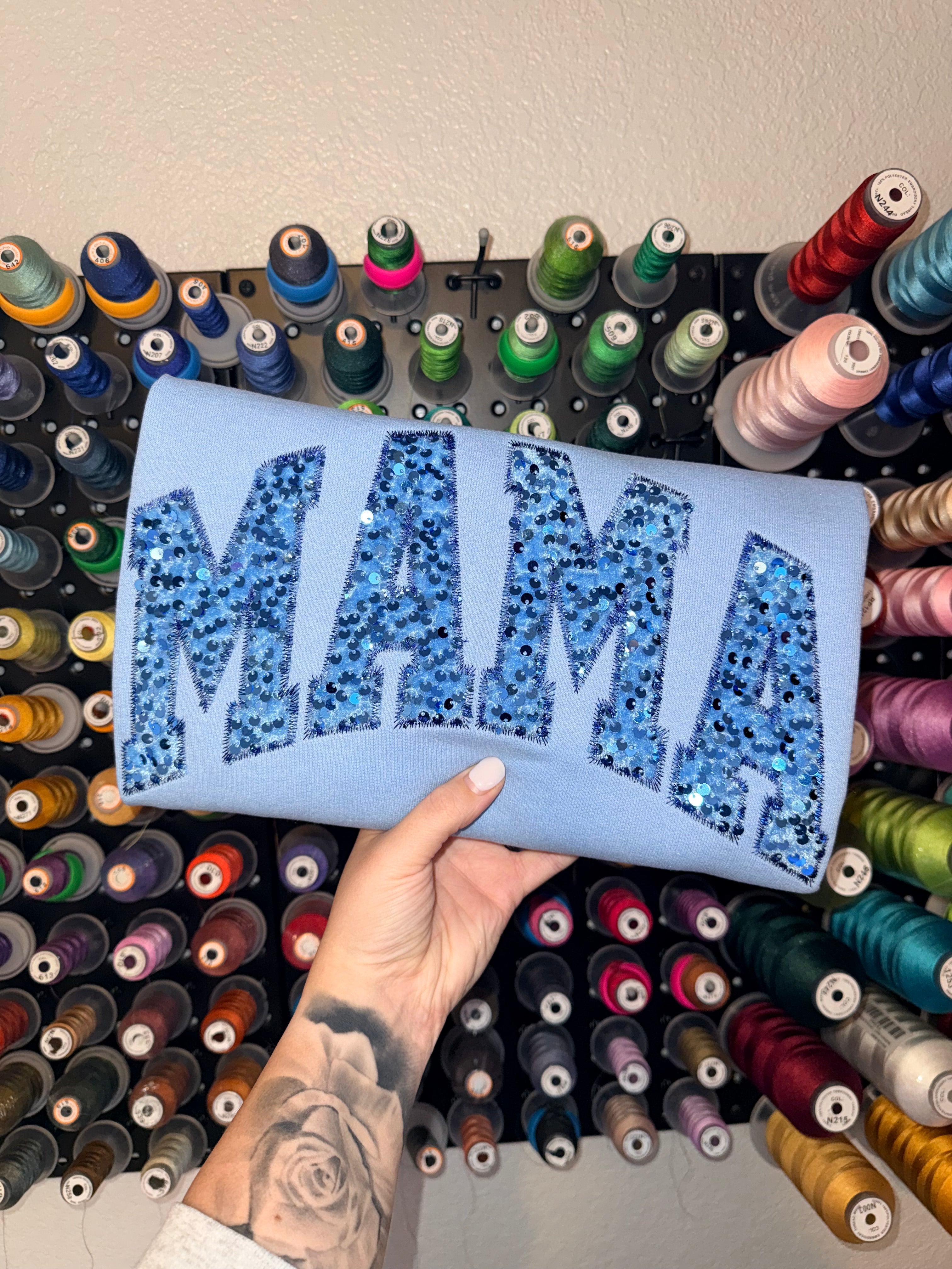 Custom MAMA Sequin Design Embroidered Sweatshirt | Mother's Day Gift