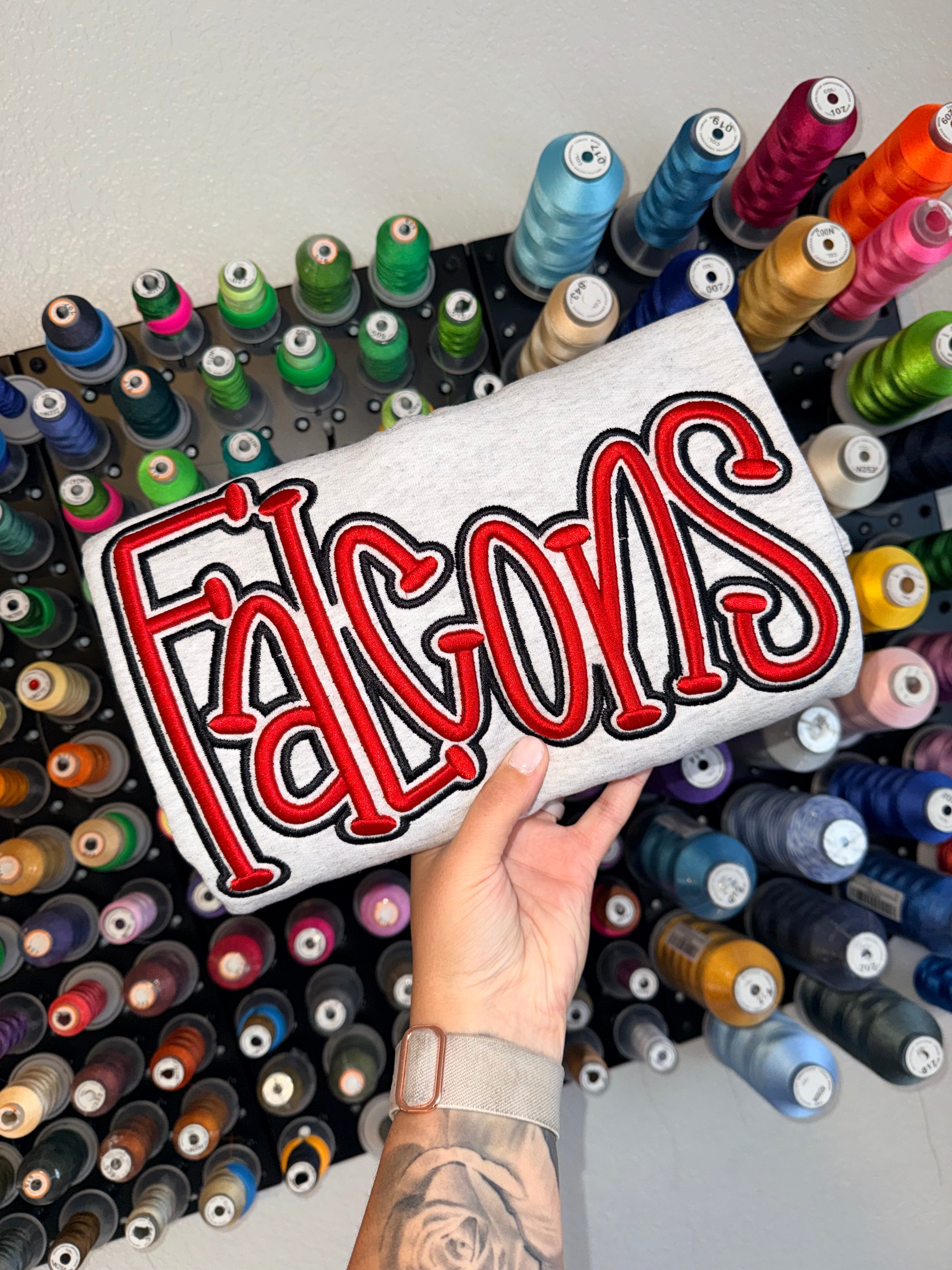 🦅Custom Puff Embroidery Sweatshirt – 3D Raised Team Logo | Gifts for Sports Mom
