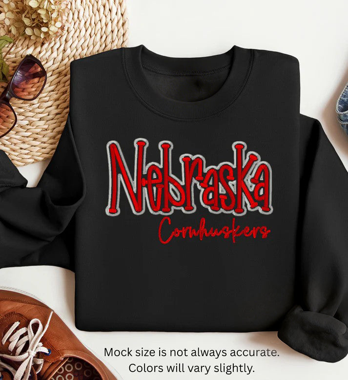 🌽Custom Puff Embroidery Sweatshirt – 3D Raised State Pride Design | Gifts for Sports Mom