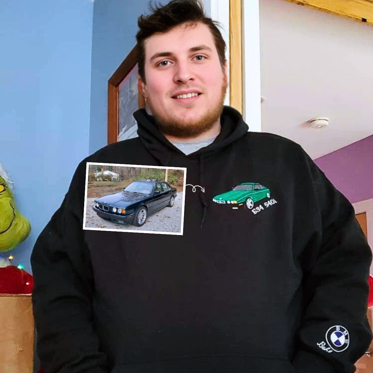Personalized Gifts for Car Lovers Sweatshirt, Hoodie Embroidered from Your Car Photo | Car Enthusiast Gift
