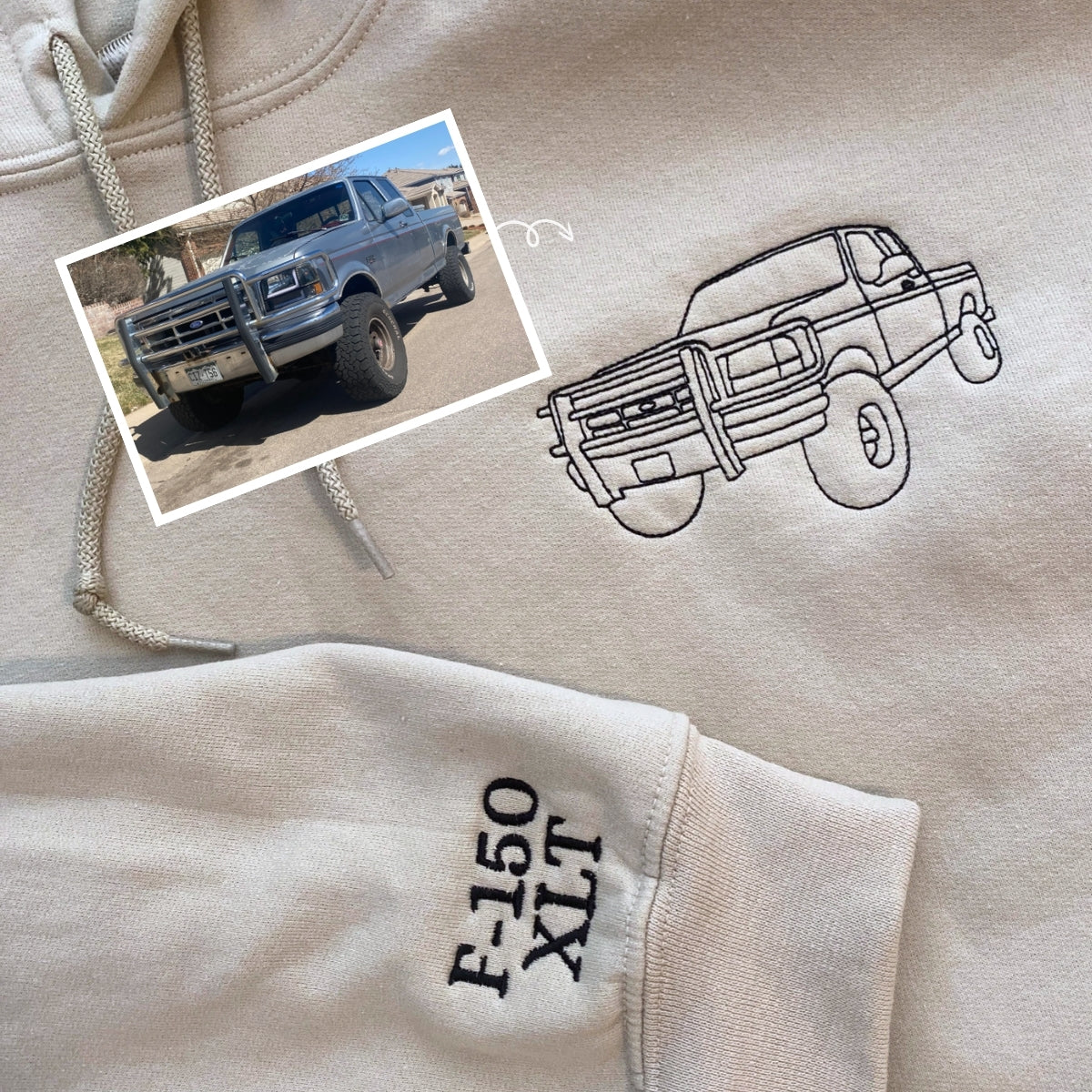 Custom Embroidered Trucker Hoodie from Your Photo Personalized Car Hoodies, Personalized Gift for Truck Lover | Black Friday Sale