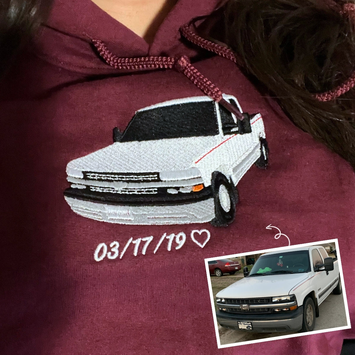 Personalized Gifts for Car Lovers Sweatshirt, Hoodie Embroidered from Your Car Photo | Car Enthusiast Gift