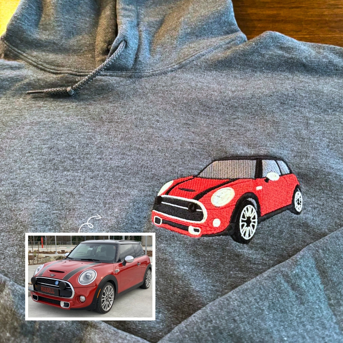 Custom Car from Photo Embroidered Sweatshirt, Hoodie | Car Enthusiast Gift | Black Friday Sale