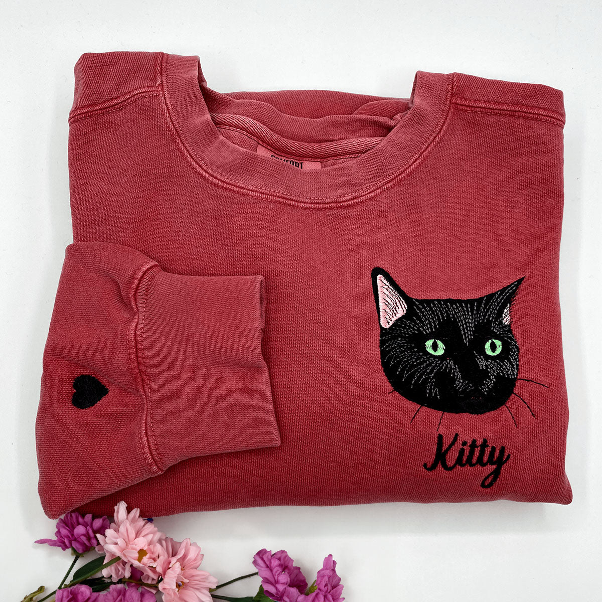 Custom Embroidered Cat Sweatshirt from Photo | Gift For Pet Lover | Black Friday Sale