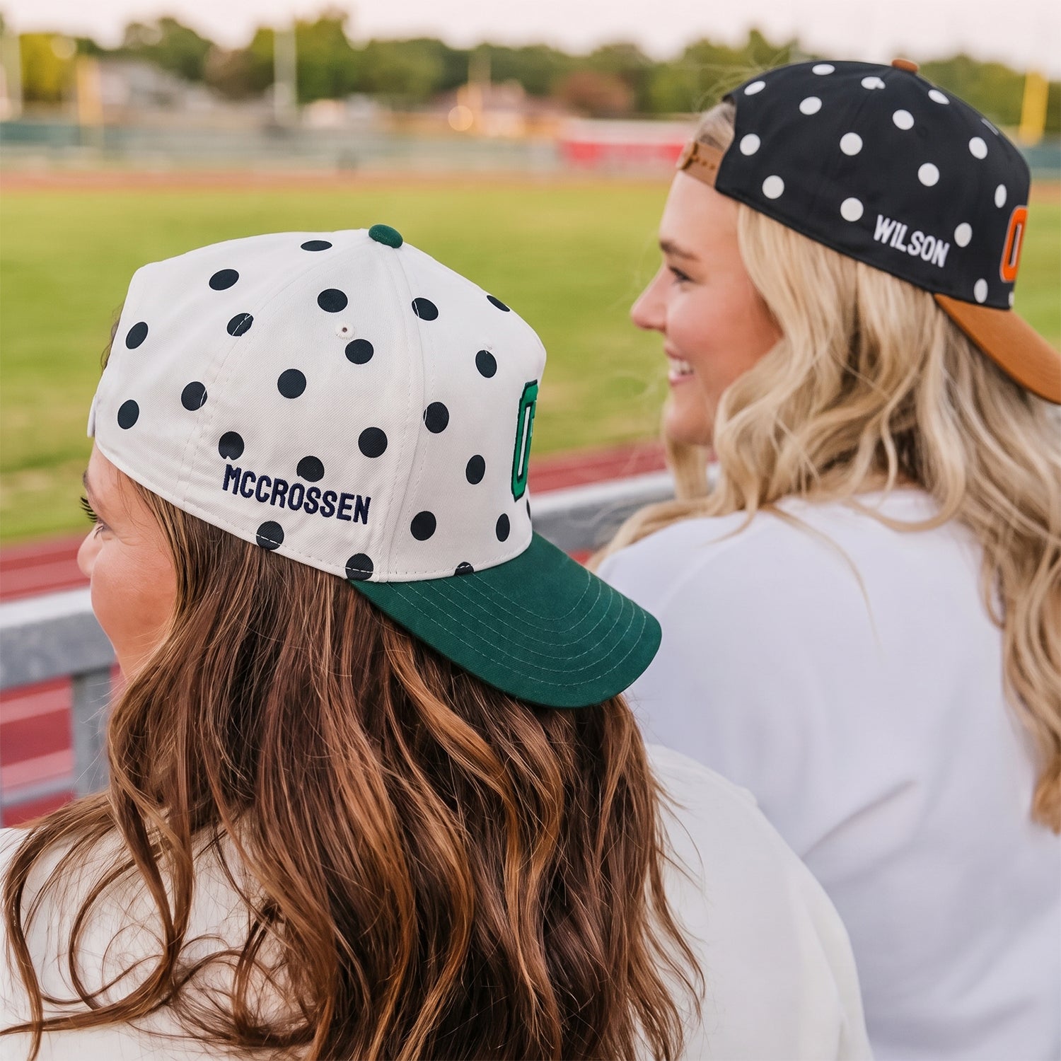 Personalized Polka Dot Baseball Cap with Solid Brim - Custom Name & Number Embroidered Hat