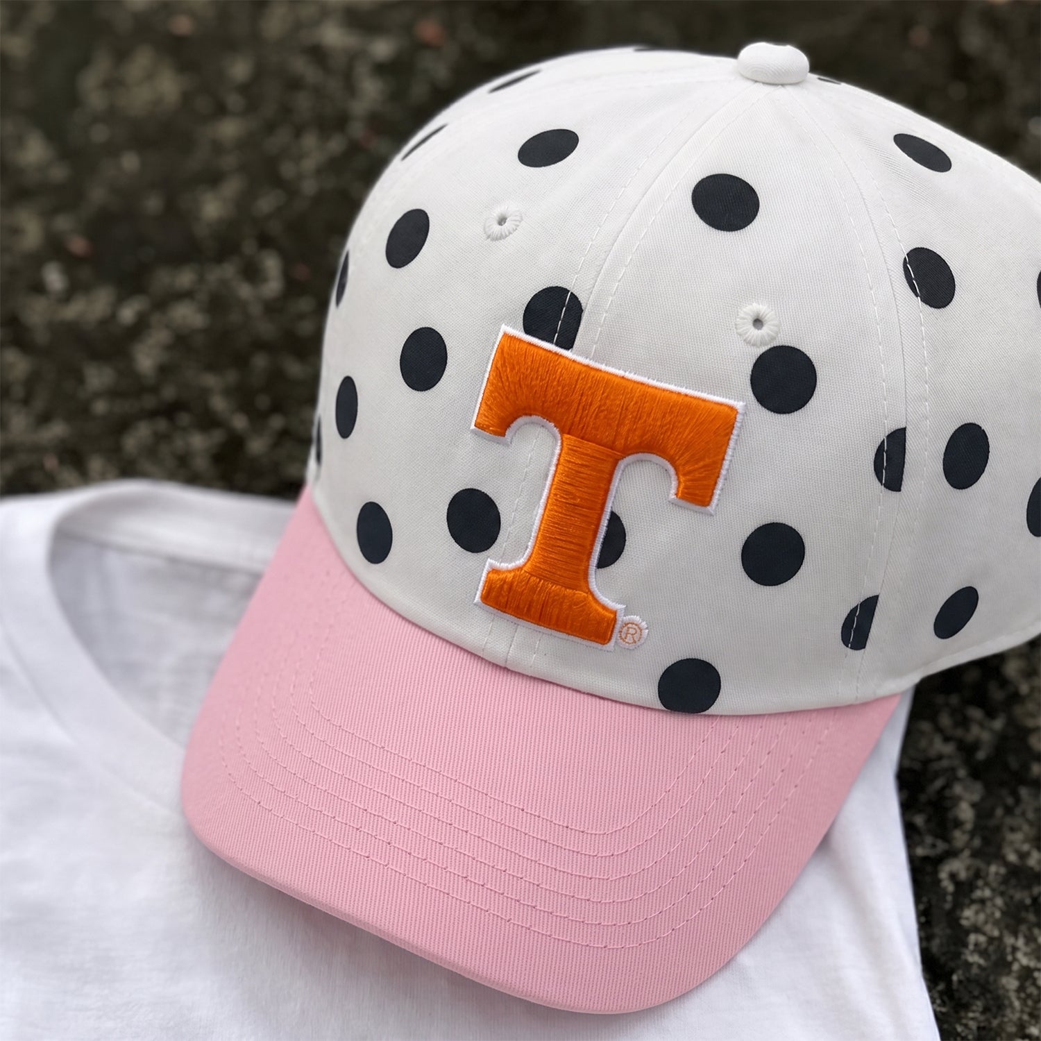 Personalized Initial Polka Dot Baseball Cap – Custom Letter Contrast Brim Game Day Hat