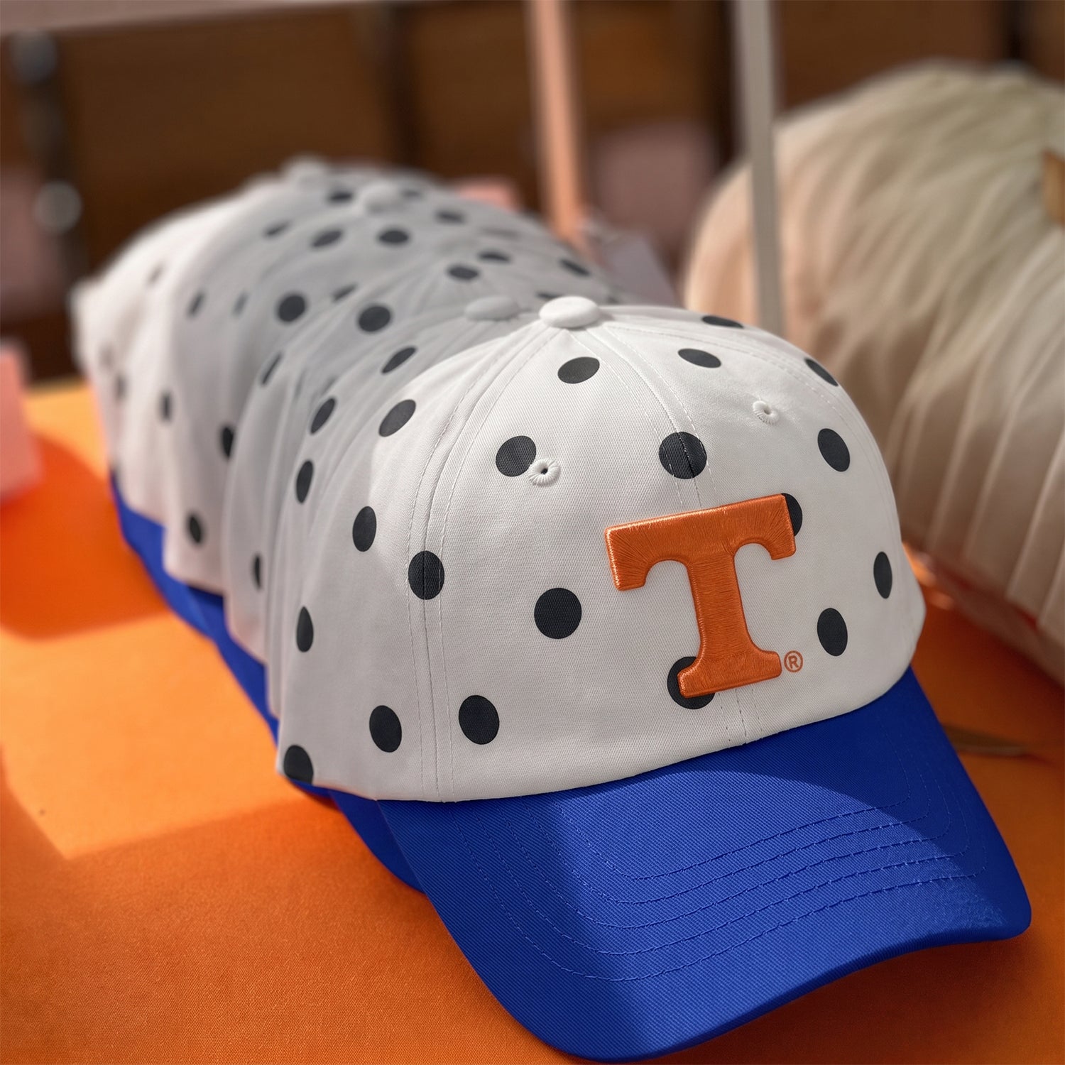 Personalized Initial Polka Dot Baseball Cap – Custom Letter Contrast Brim Game Day Hat