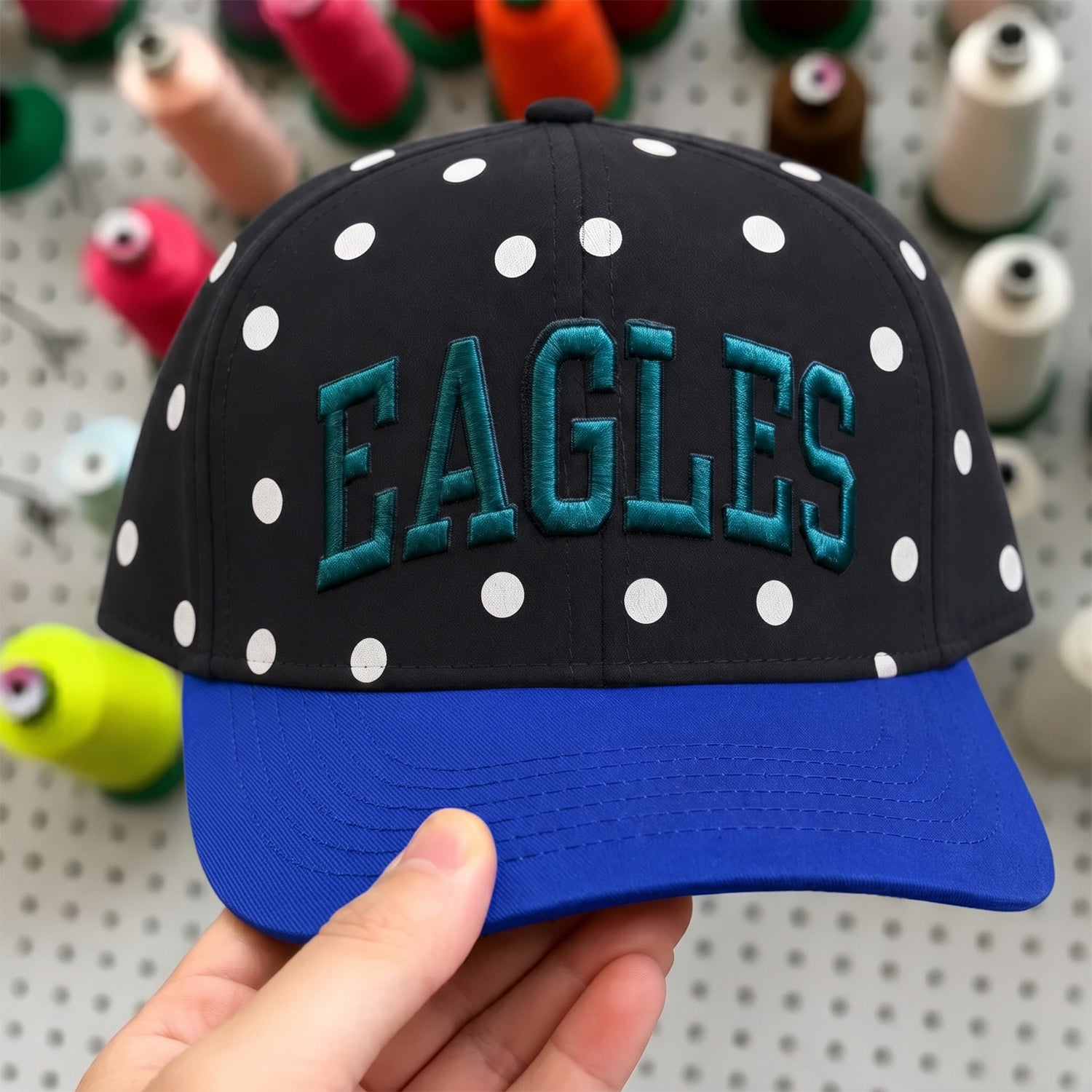 Custom Polka Dot Snapback Hat with Solid Brim – Personalized Retro Arched Embroidery