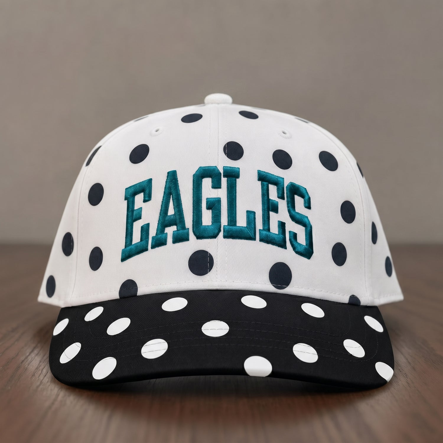 Custom Retro Varsity Two-Tone Polka Dot Snapback Hat Personalized Embroidered Cap | Game Day Wear