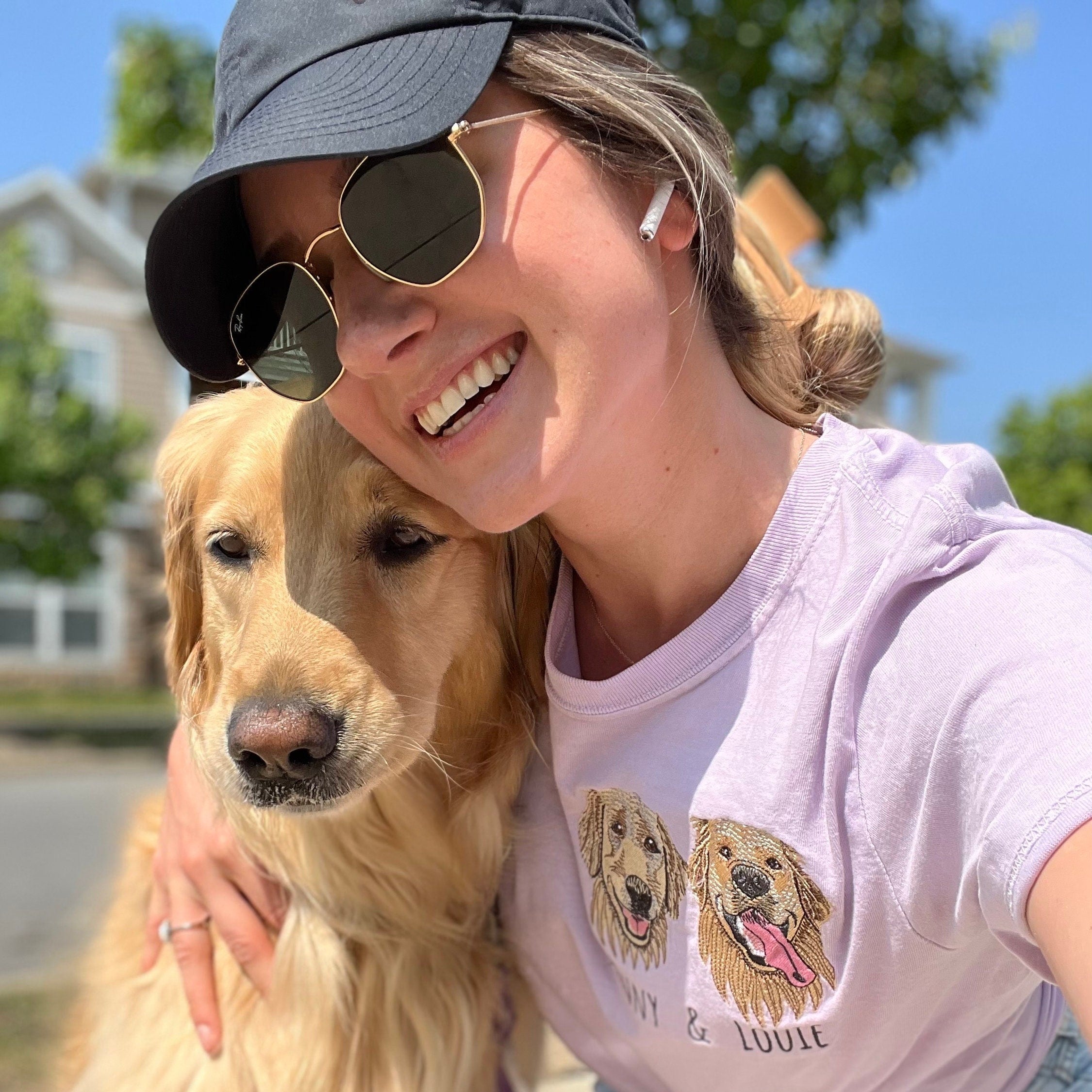 Custom Full-Color Dog Face Embroidered T-Shirt – Personalized Pet Shirt | Gift For Pet Lovers