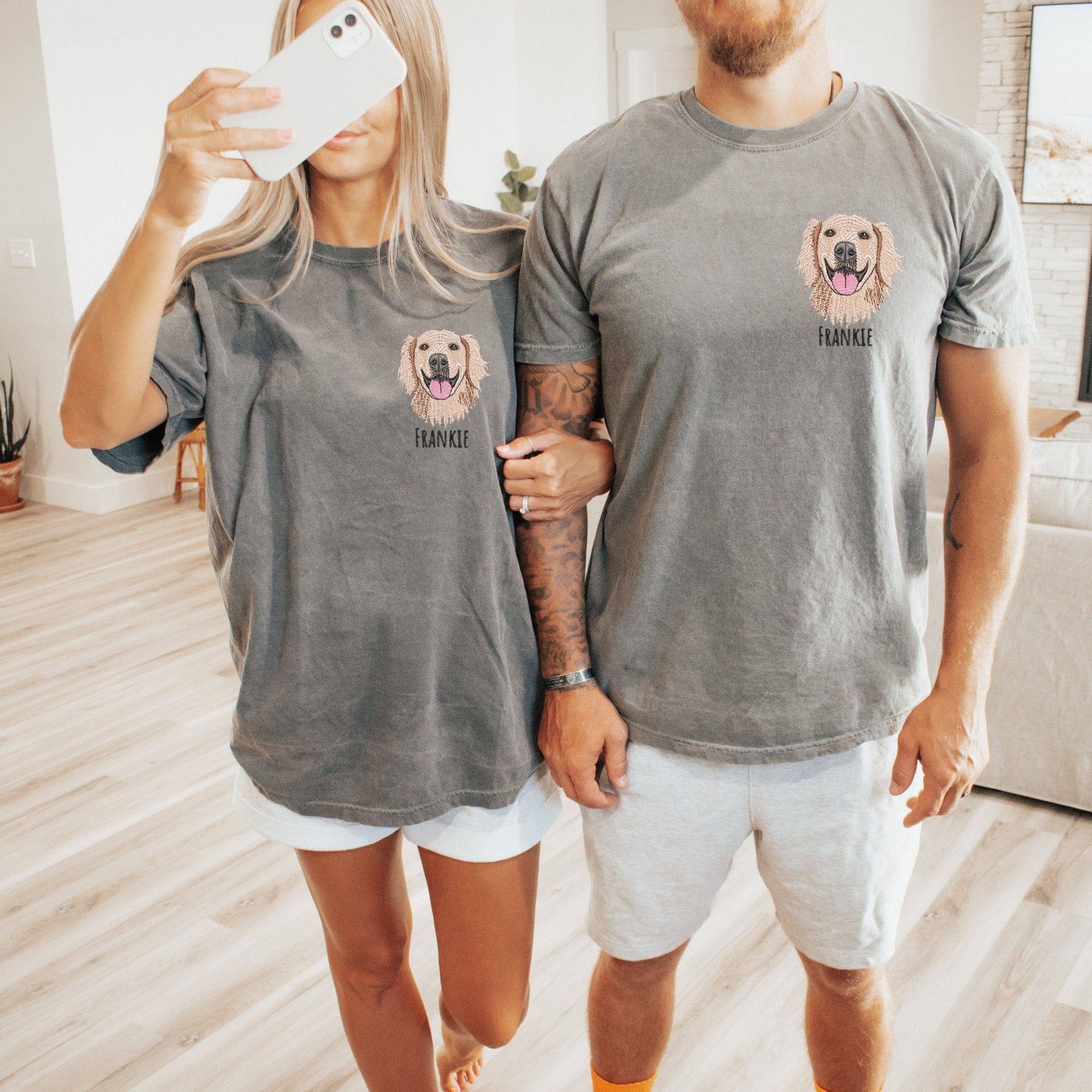 Custom Full-Color Dog Face Embroidered T-Shirt – Personalized Pet Shirt | Gift For Pet Lovers