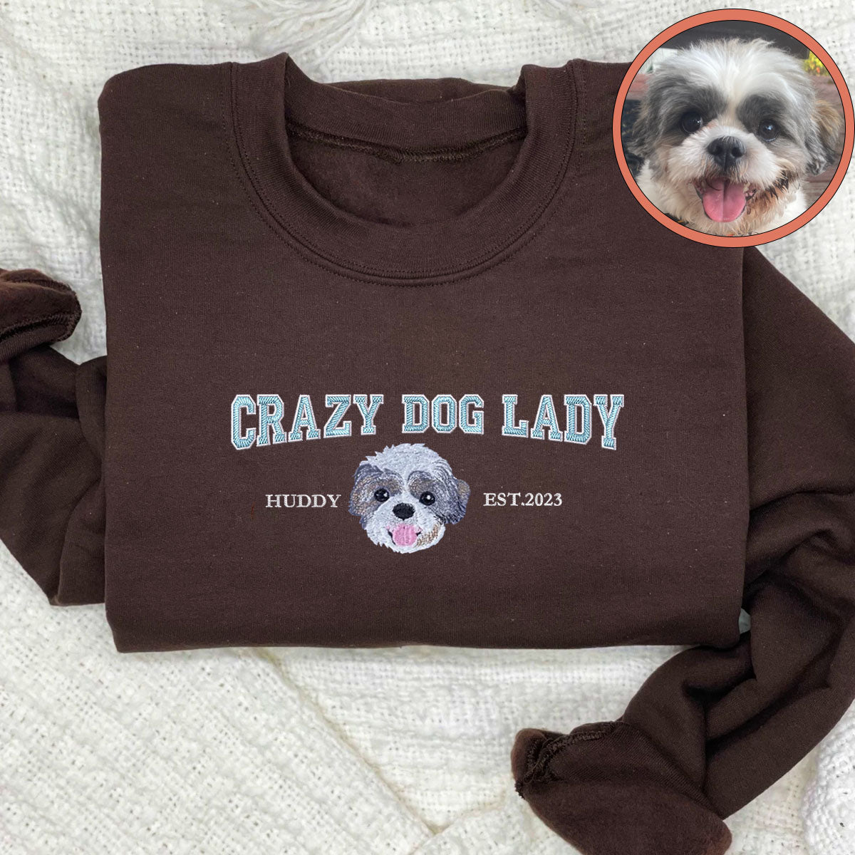 Custom Full-Color Varsity Crazy Dog Lady Sweatshirt | Gift For Pet Lovers