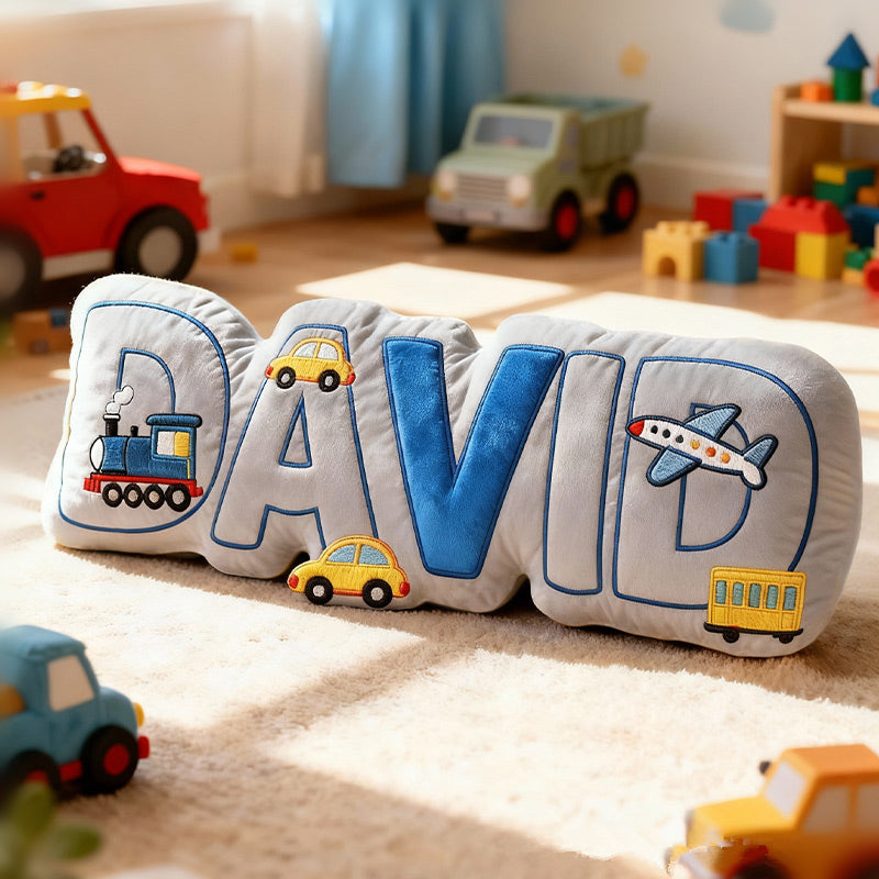Personalized Vehicle Themed Cushion for Boys with Name Christmas Gift for Kids