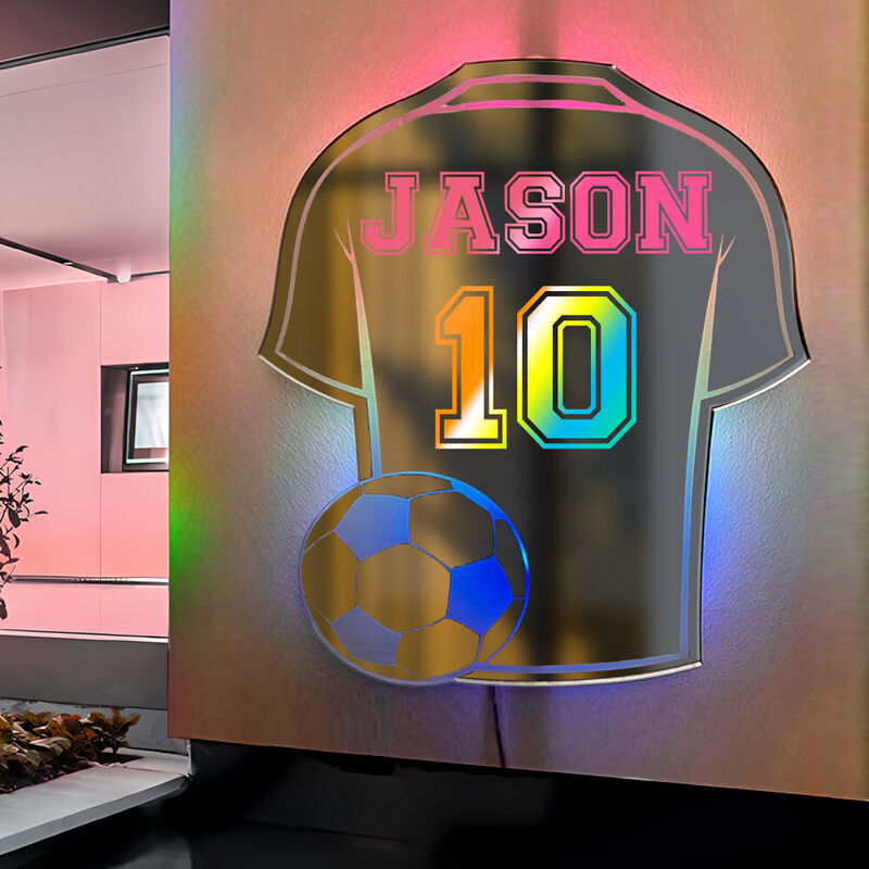 Personalized Led Cool Mirror Light with Jersey-Shaped Cool Gift For Sports Lovers