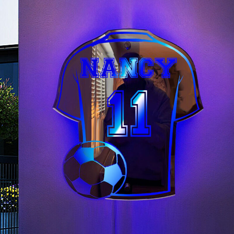 Personalized Led Cool Mirror Light with Jersey-Shaped Cool Gift For Sports Lovers