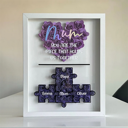 Mother's Day Jigsaw Puzzle Flower Shadow Box | Best Customized Gift for Mom