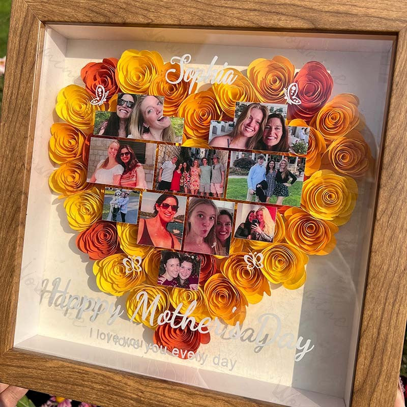 Personalized Mother's Day Photo Flower Shadow Box Gift