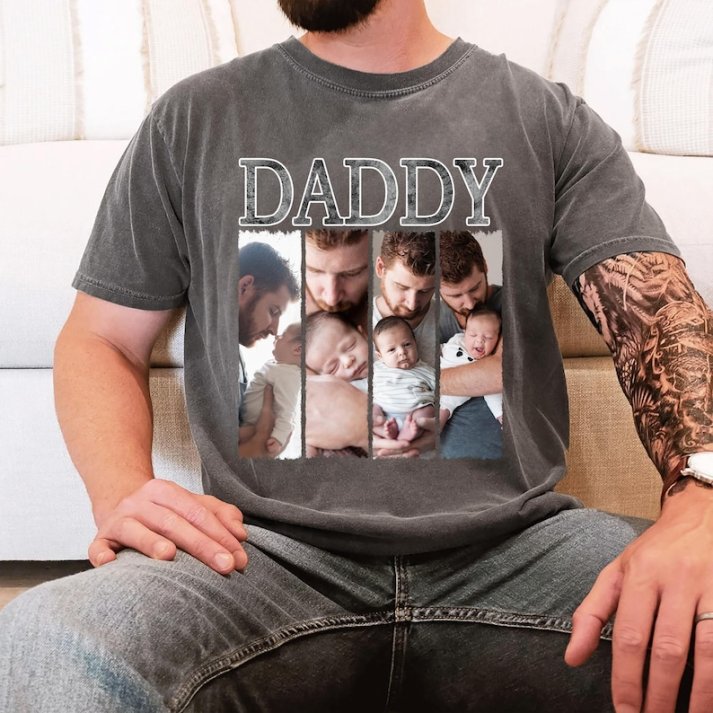Custom Personalized Daddy Photo Vintage Wash T-shirt | Best Father's Day Gift