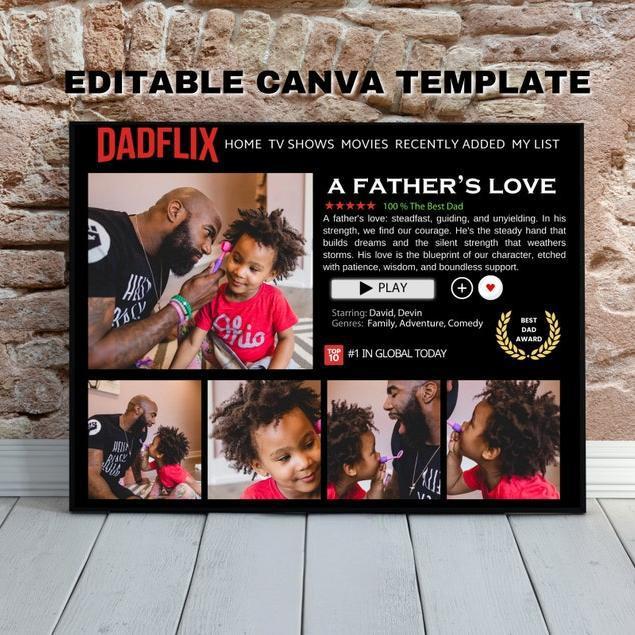 Custom Dadflix Movie Dad Photo Frame Father's Day Gift,Best Dad Ever
