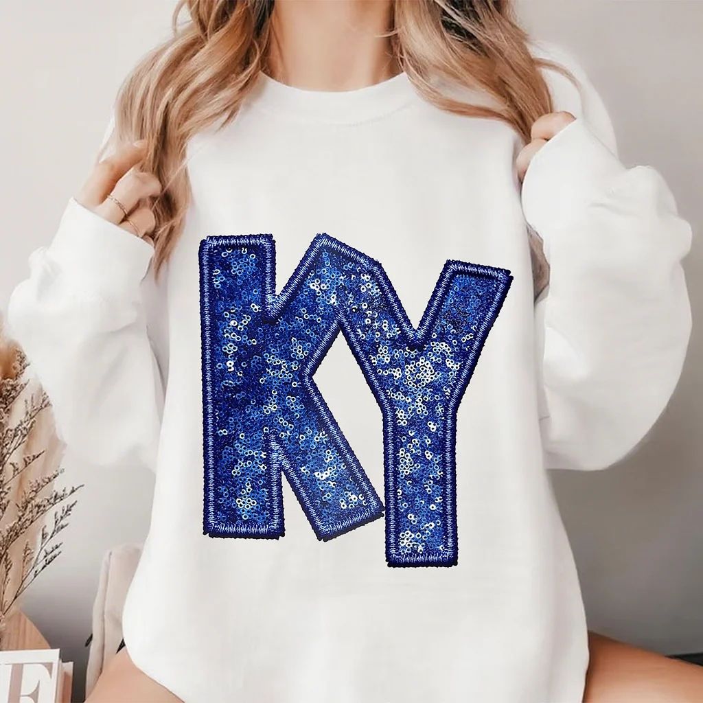 Custom Glitter & Sequins State Abbreviation/Name Initials/Number Sweatshirt | for Game Day