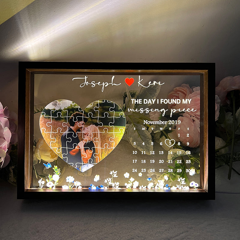 Custom The Day I Found My Missing Piece Song Lightbox Gift | Couple Anniversary Gift | Valentine's Day gift for Boyfriend