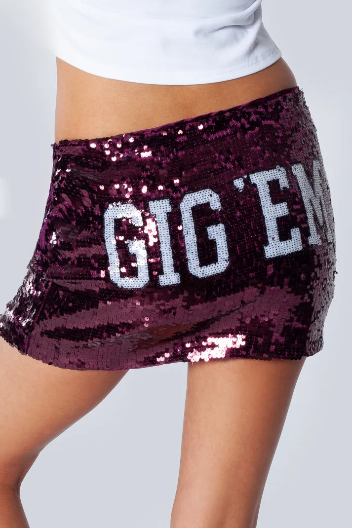 Texas A&M Sequin Mini Skirt | Game Day Glam College Spirit Skirt | Tailgate Outfit