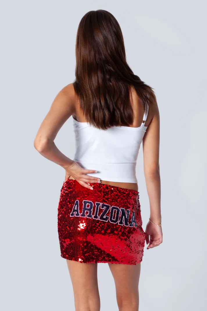 Arizona Sequin Mini Skirt | Game Day Glam College Spirit Skirt | Tailgate Outfit